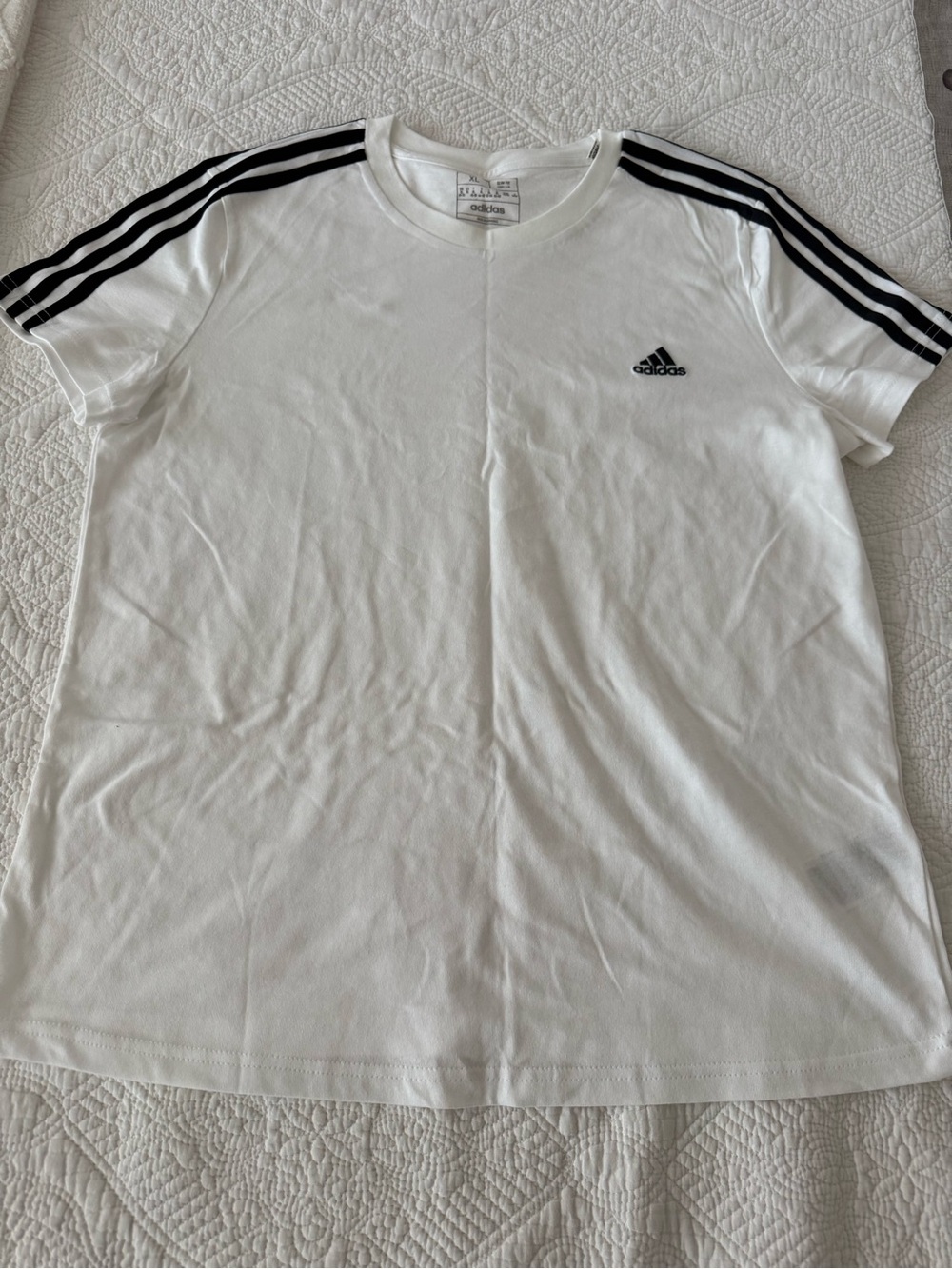 adidas Originals White Tee with Black Shoulder Stripes